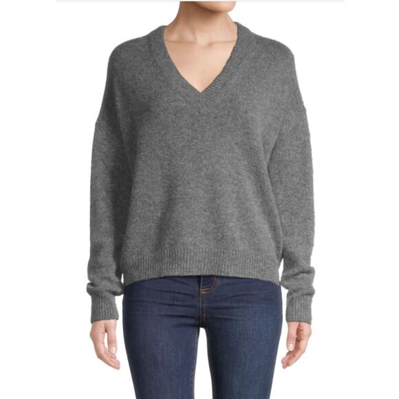 Nadaam Merino Wool & Cashmere Knit V Neck Sweater Gray - Picture 9 of 9